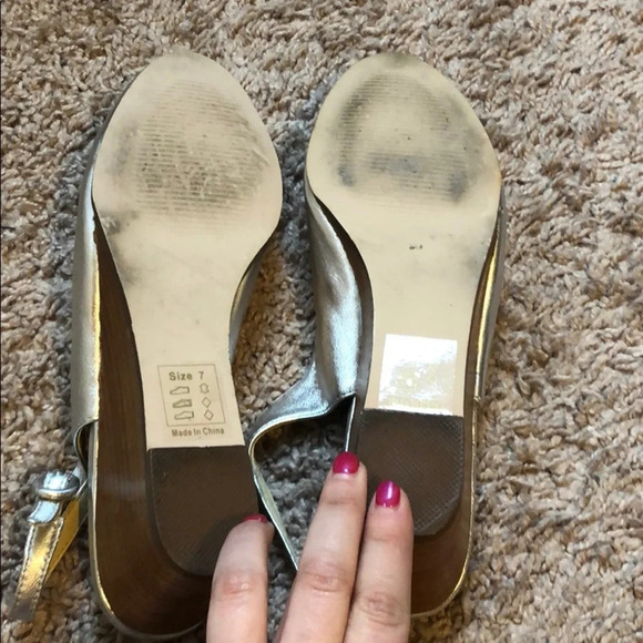 Silver Emblem Strap Back Heels - Picture 5 of 5